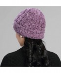 Skullies & Beanies Winter Chunky Warm Beanie Fleece Skull Caps Slouchy Hats Thick Cable Knit Snow Ski Cap for Women - Purple ...