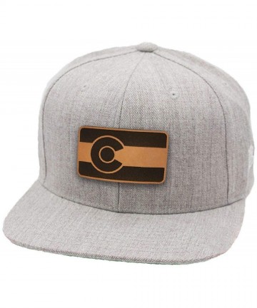 Baseball Caps 'The Colorado' Leather Patch Hat Snapback - Heather Grey - CS18IOMR52T $50.25