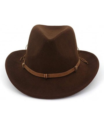Fedoras Unisex Western Cowboy Hat Wool Felt Fedora Hats Wide Brim Jazz Hat Formal Bowler Cap - Navy - CY18S24RCD0 $28.05