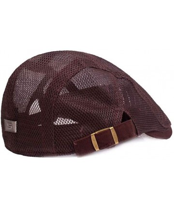 Newsboy Caps 2 Pack Mens Mesh Breathable Ivy Newsboy Cabbie Gatsby Golf Flat Sun Hat Cap - 1497cof+whi - CV18SXT4OY6 $22.15