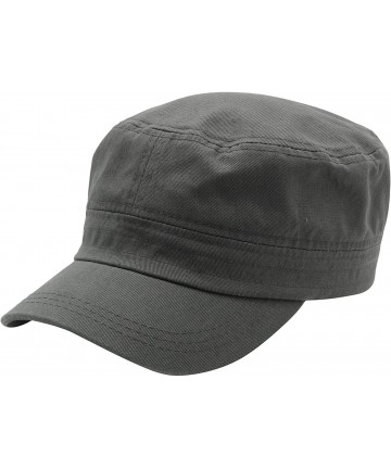 Baseball Caps Cadet Army Cap - Military Cotton Hat - Dark Grey - C112GW5UUUX $20.74