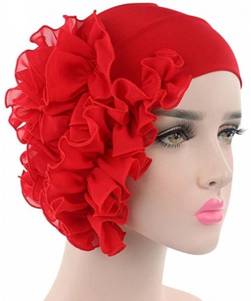 Skullies & Beanies Womens Chemo Turban Headband Scarf Beanie Cap Hat for Cancer Patient - Red - CS186I7XCT6 $13.40