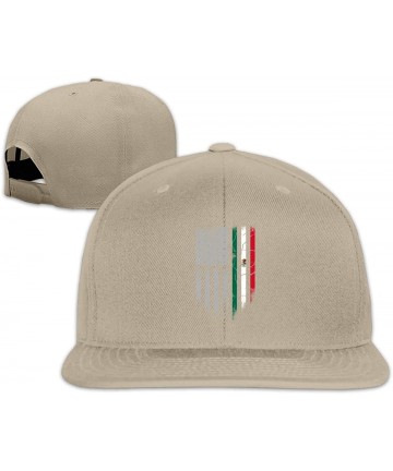Baseball Caps Mexican American Flag Flat Bill Adjustable Men Trucker Hat Baseball Caps - Natural - C5199CGY9YX $19.55