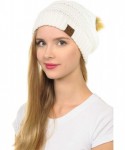 Skullies & Beanies Hat-43 Thick Warm Cap Hat Skully Faux Fur Pom Pom Cable Knit Beanie - Ivory - CE18X8X0TNZ $15.67