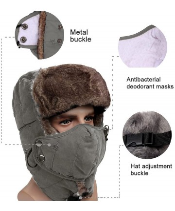Balaclavas Warm Winter Trapper Ushanka Hat Unisex Faux Fur Hunting Ear Flap Hat with Chin Strap and Breathable Facemask - CO1...