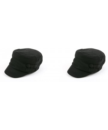 Newsboy Caps Women's Military Cadet Style Winter Hat P241 - 2 Pcs Black & Black - CZ11ZOQVTJX $41.51