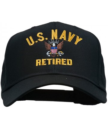 Baseball Caps US Navy Retired Military Embroidered Cap - Black - C311USNFSWL $22.21