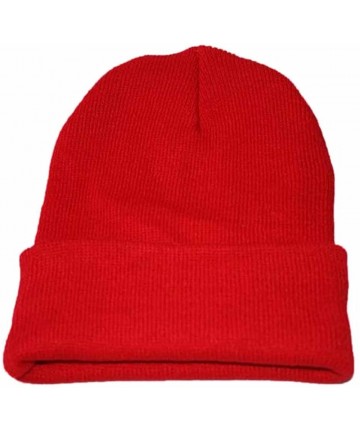 Skullies & Beanies Unisex Slouchy Knitting Beanie Hip Hop Cap Warm Winter Ski Hat - Red - C818AU6NOIL $13.43