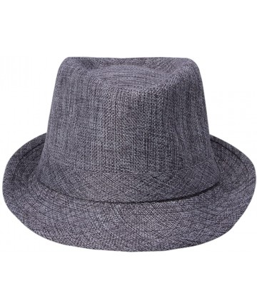 Sun Hats Fedoras Gangster Summer Hat Jazz Caps - Gray - CX11KYC77BV $12.93