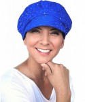 Newsboy Caps Womens Soft Sequin Newsboy Chemo Hat with Stretch Band- Fitted- for Cancer Hair Loss - 12- Light Blue - CA11BHBS...