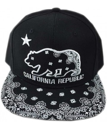 Baseball Caps California Republic Cali Bear Cap Hat Snapback with Paisley Bandana Print - Black - C3182T7OSR9 $40.20
