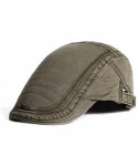 Newsboy Caps Mens Cotton Embroidery Painter Berets Caps Casual Outdoor Visor Forward Hat - Army Green - CQ186TTR59C $17.69