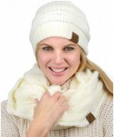 Skullies & Beanies Unisex Soft Stretch Chunky Cable Knit Beanie and Infinity Loop Scarf Set - Ivory - CN18KH0XWTH $30.23