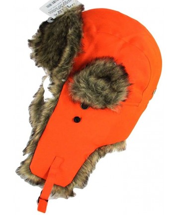 Skullies & Beanies Trooper Ear Flap Cap w/Faux Fur Lining Hat - Orange Faux Rabbit - CH113S8W5PV $22.02