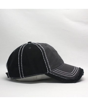 Baseball Caps Washed Cotton Distressed with Heavy Stitching Adjustable Baseball Cap - Charcoal Gray/Charcoal Gray/Black Campe...