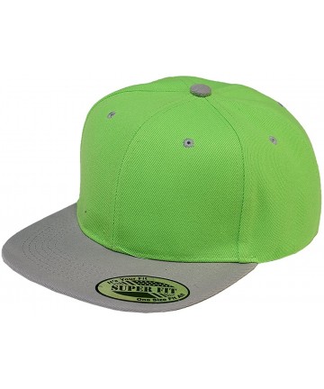 Baseball Caps Blank Adjustable Flat Bill Plain Snapback Hats Caps - Lime/Light Grey - CC1260EV9HT $14.95