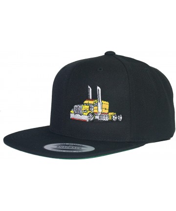 Baseball Caps Trucker Truck Hat Big Rig Cap Flat Bill Snapback - Black/Yellow - CP188I50036 $38.23