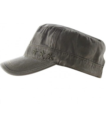 Baseball Caps Mens Washed Cotton Flat Top Baseball Corps Military Army Twill Cap Hat Visor - Khaki - CW186O7KUL5 $14.14