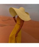 Sun Hats Women's Fashion Sun Hat Extra Large Brim Straw Hat Summer Beach UV Ray Blocking Outdoor Wedding Cap - Yellow - CJ18Y...
