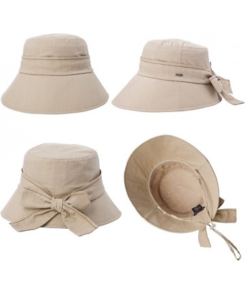 Sun Hats Womens UPF50+ Summer Sunhat Bucket Packable Wide Brim Hats w/Chin Cord - 89055_khaki - CR183IDI2KA $26.55
