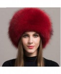 Bomber Hats New Women's Real Fox Fur Hats Leather Outdoor Warm Winter Hats - Red - CL18I3YEKAH $60.53
