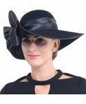 Fedoras Women Wool Felt Plume Church Dress Winter Hat - Asymmetry-black - C112NH3YXR9 $36.39