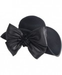 Fedoras Women Wool Felt Plume Church Dress Winter Hat - Asymmetry-black - C112NH3YXR9 $36.39