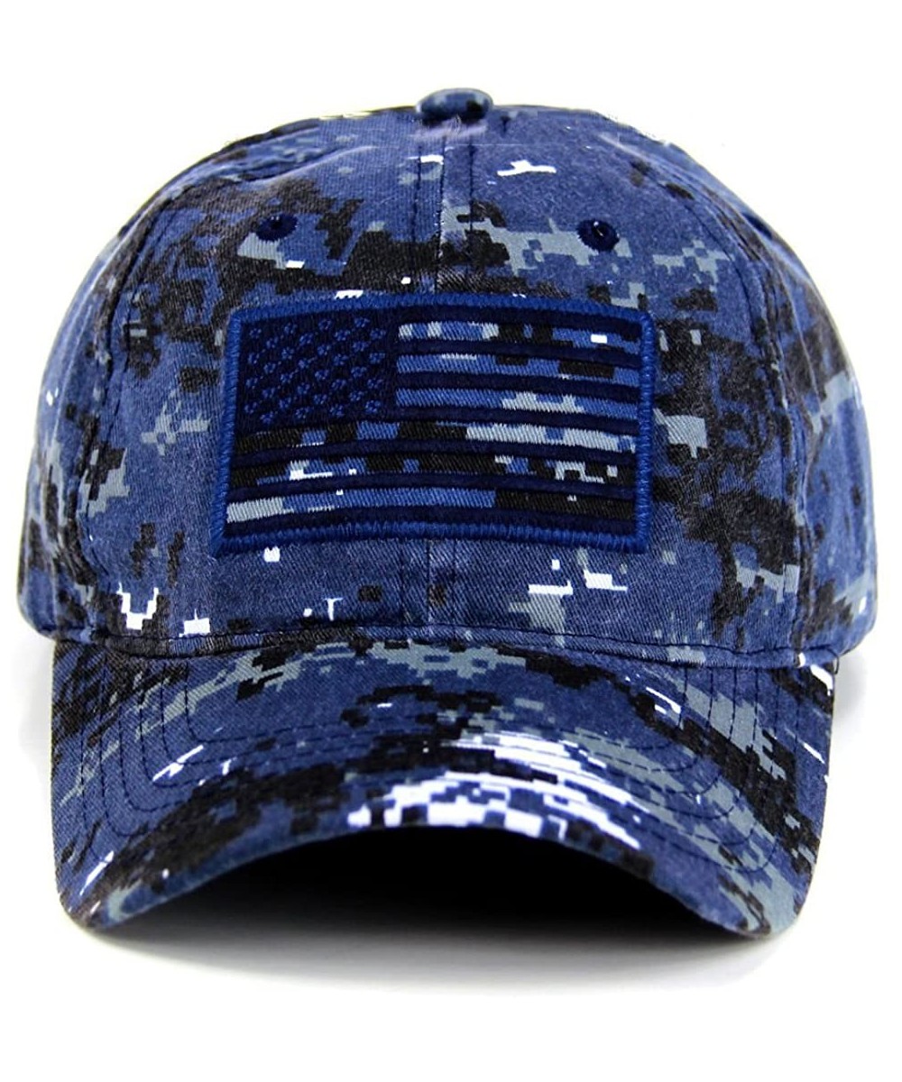 Baseball Caps USA American Flag Baseball Cap Military Army Operator Adjustable Hat - Navy Camo - C512FUXPOB3 $23.60