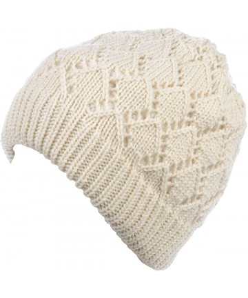 Skullies & Beanies Womens Winter Knit Beanie Hat Plush Fleece Lined - 507ivory - CF18ZAT96S8 $29.22