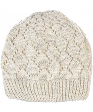 Skullies & Beanies Womens Winter Knit Beanie Hat Plush Fleece Lined - 507ivory - CF18ZAT96S8 $29.22