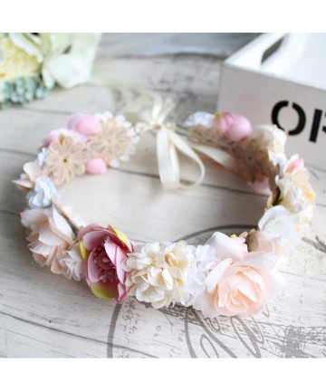 Headbands Handmade Rose Flower Wreath Crown Halo for Wedding Festivals - C - CS19423DLCE $17.96