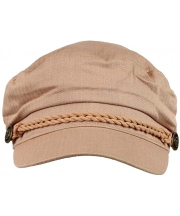 Newsboy Caps 100% Cotton Cabbie Greek Fisherman Hat w/Braided Band - Newsboy Ivy Cap - Rose Pink - CL18RNOL2Q5 $20.45