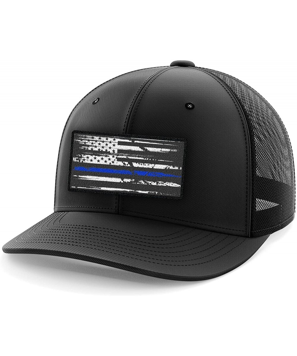 Baseball Caps American Flag Flexfit Hat - Blue Line - C018GOWK3AK $35.80