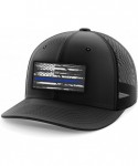 Baseball Caps American Flag Flexfit Hat - Blue Line - C018GOWK3AK $35.80