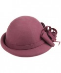 Bucket Hats Women's 100% Wool Church Dress Cloche Hat Plumy Felt Bucket Winter Hat - Dark Purple - CB186L3MROE $30.73
