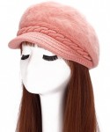 Berets Women Fashion Faux Rabbit Fur Knitted Hat Outdoor Winter Thicken Warm Beret Light Pink One Size - CU18KZZZM2S $12.89