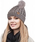 Skullies & Beanies Cable Knit Beanie Warm Faux Fuzzy Fur Pom Pom Skull Ski Cap for Men- Women - Gray 101 - CA186TXGOSI $15.21