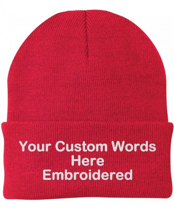 Skullies & Beanies Customize Your Beanie Personalized with Your Own Text Embroidered - Athletic Red - CL18IR0OZLU $25.72
