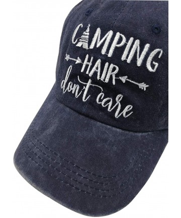 Baseball Caps Unisex Camping Hair Don t Care 1 Vintage Jeans Baseball Cap Classic Cotton Dad Hat Adjustable Plain Cap - CX18U...