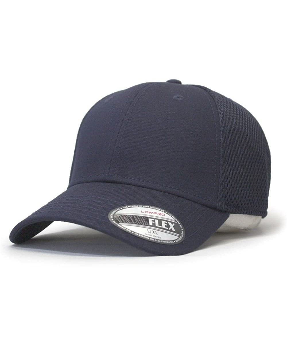 Baseball Caps Plain Pro Cool Mesh Low Profile Adjustable Baseball Cap - Flex L/Xl Navy - CY187GGCCIH $19.14