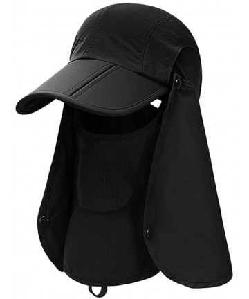 Sun Hats Sun Caps Fishing Hats UPF 50+ with Neck Flap Face Cover Sun Cap for Men Women Summer Outdoor Hat - Black - CJ183RWMN...