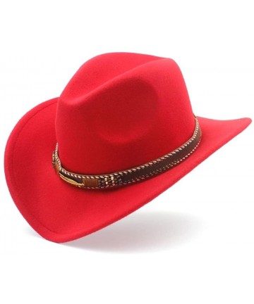 Cowboy Hats Fashion Western Roll Up Sombrero - Rose Red - CC18LCEM456 $49.50