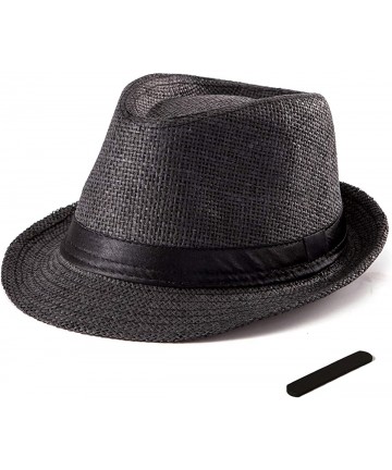 Fedoras Straw Fedora Hats for Men - Women Hat Summer Beach Hat Men Straw Hat Trilby Hat - CN18W6DXC8C $18.64