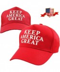 Baseball Caps Make America Great Again Our President Donald Trump Slogan with USA Flag Cap Adjustable Baseball Hat Red - C319...