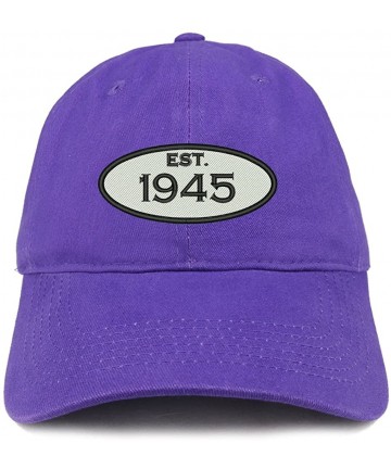 Baseball Caps Established 1945 Embroidered 75th Birthday Gift Soft Crown Cotton Cap - Purple - CV180L90DON $23.69