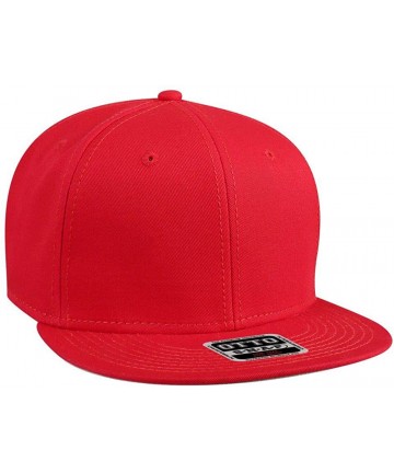 Baseball Caps SNAP Cotton Twill Round Flat Visor 6 Panel Pro Style Snapback Hat - Red - CJ12FN5VWA9 $18.24