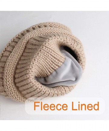 Skullies & Beanies Winter Beanie Hats for Women Cable Knit Fleece Lining Warm Hats Slouchy Thick Skull Cap - Dark Beige - CQ1...