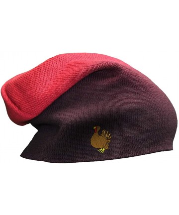Skullies & Beanies Custom Slouchy Beanie Thanksgiving Turkey Embroidery Cotton - Red - C318A5837S8 $39.35