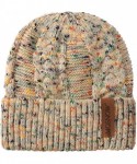Skullies & Beanies Pompom Beanie for Women Thick Fleece Lined Skull Cap Slouchy Cotton Winter hat Ski Cable Cap - Beige-multi...