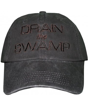 Baseball Caps Drain The Swamp Hat Trump Cap - Distressed Black/Black Embr. - C812NTK6ORK $21.82